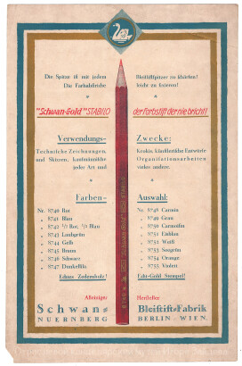 Реклама карандашей "Schwan-Golg" Schtabilo