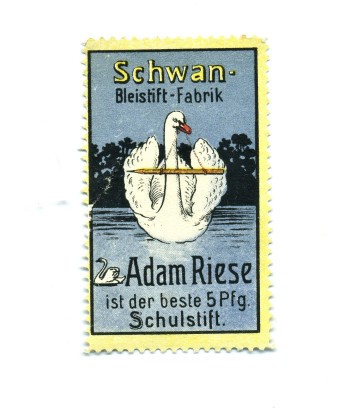Рекламная не почтовая марка Schwan - Bleistift-fabrik Adam Riese Schulstift (Ученический карандаш)