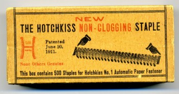 Скобы для степлера Hotchkis. Patented 1911.